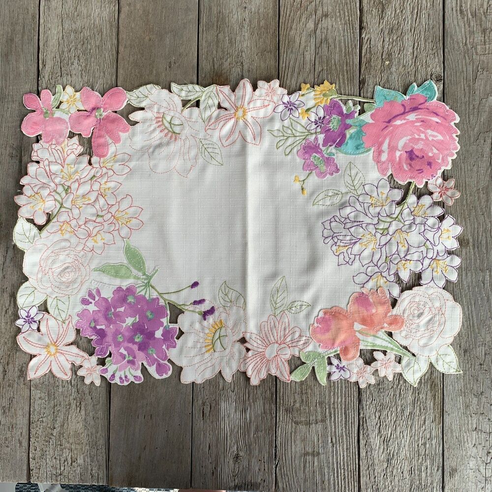 Primrose Vintage Floral Cut Out Placemats 6 Spring Garden Watercolor Tablescape